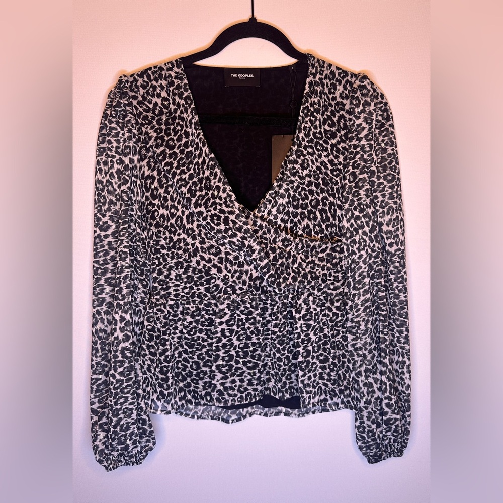 The Kooples Paris Leopard Print Blouse NWT XS